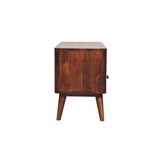 Mango Wood TV Stand with 2 Drawers, Chestnut Finish