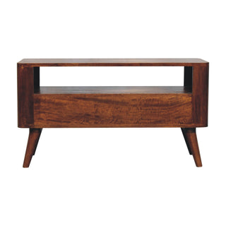 Mango Wood TV Stand with 2 Drawers, Chestnut Finish