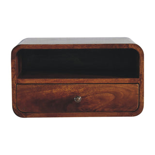 1 Drawer 1 Shelf Large Floating Bedside, Chestnut Finish