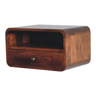 1 Drawer 1 Shelf Large Floating Bedside, Chestnut Finish
