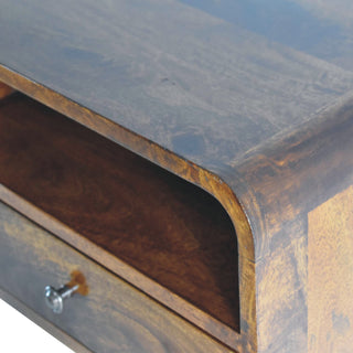 1 Drawer 1 Shelf Large Floating Bedside, Chestnut Finish