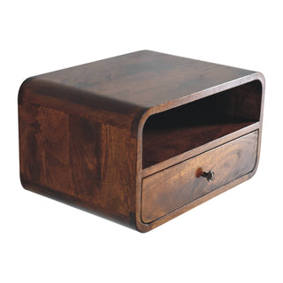 1 Drawer 1 Shelf Large Floating Bedside, Chestnut Finish