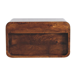 1 Drawer 1 Shelf Large Floating Bedside, Chestnut Finish