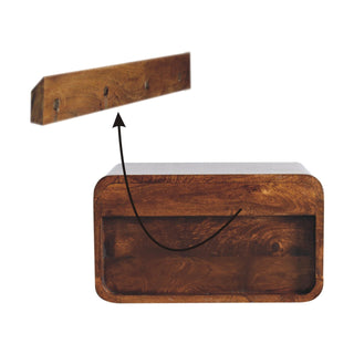 1 Drawer 1 Shelf Large Floating Bedside, Chestnut Finish