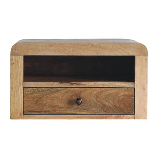 Mango Wood Large Floating Bedside Table, Oak Finish