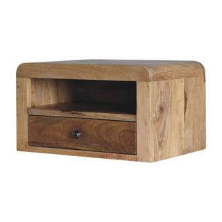 Mango Wood Large Floating Bedside Table, Oak Finish