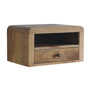 Mango Wood Large Floating Bedside Table, Oak Finish