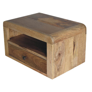Mango Wood Large Floating Bedside Table, Oak Finish