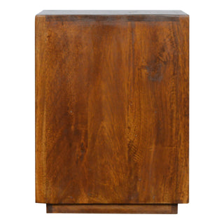 Mango Wood Bedside Table with Brass Plated Accents, Chestnut Finish