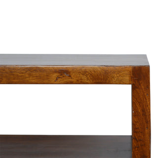 Brass-Accented Chestnut TV Stand in Solid Mango Wood