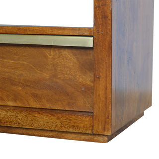 Brass-Accented Chestnut TV Stand in Solid Mango Wood