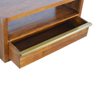 Brass-Accented Chestnut TV Stand in Solid Mango Wood