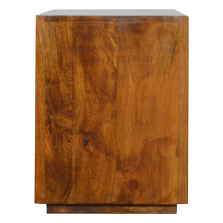 Brass-Accented Chestnut TV Stand in Solid Mango Wood