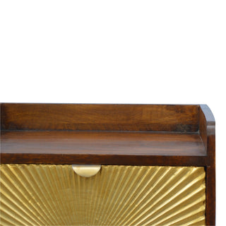 Mango Wood Sunrise Bedside Table with Brass Plated Drawer