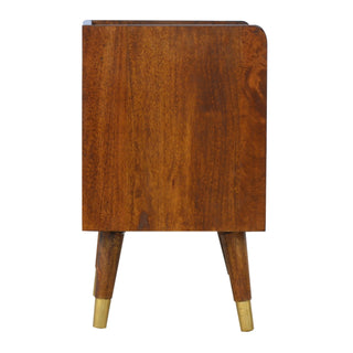 Mango Wood Sunrise Bedside Table with Brass Plated Drawer