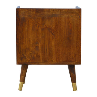 Mango Wood Sunrise Bedside Table with Brass Plated Drawer