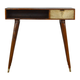 Mango Wood Sunrise Desk with Brass Plated Drawer