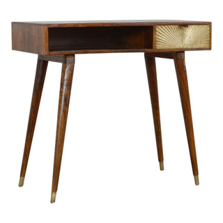 Mango Wood Sunrise Desk with Brass Plated Drawer