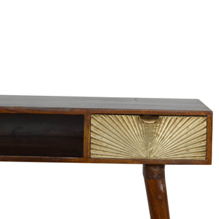 Mango Wood Sunrise Desk with Brass Plated Drawer