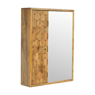 Pineapple Carved Wall Cabinet with Mirror