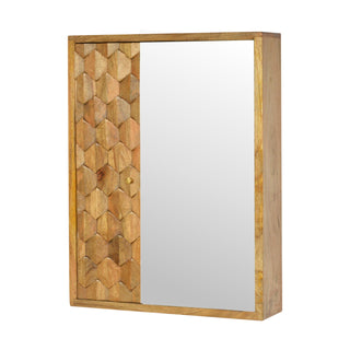 Pineapple Carved Wall Cabinet with Mirror