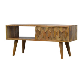 Pineapple Carved TV Stand, Mango Wood in Oak Finish