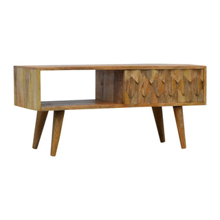 Pineapple Carved TV Stand, Mango Wood in Oak Finish
