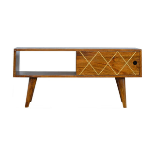 Brass Inlay TV Stand, Mango Wood