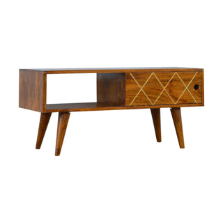 Brass Inlay TV Stand, Mango Wood