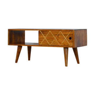 Brass Inlay TV Stand, Mango Wood