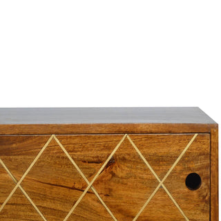 Brass Inlay TV Stand, Mango Wood