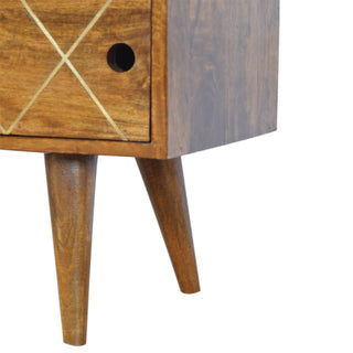 Brass Inlay TV Stand, Mango Wood