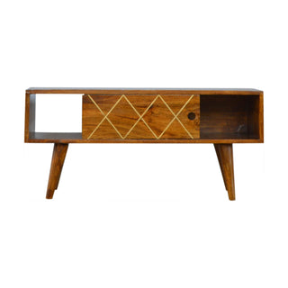 Brass Inlay TV Stand, Mango Wood