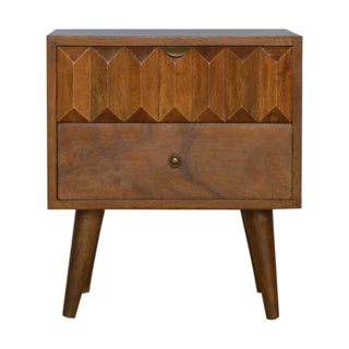 Mango Wood Prism Bedside Table, Chestnut Finish