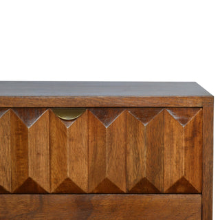 Mango Wood Prism Bedside Table, Chestnut Finish