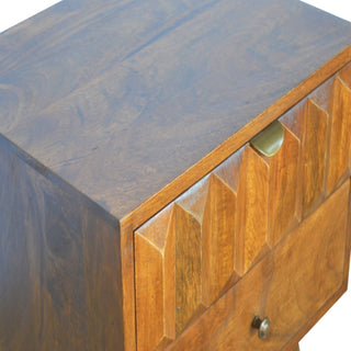 Mango Wood Prism Bedside Table, Chestnut Finish