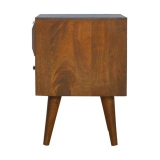 Mango Wood Prism Bedside Table, Chestnut Finish