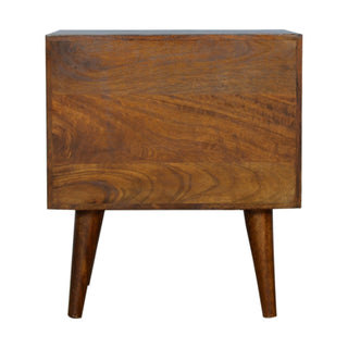 Mango Wood Prism Bedside Table, Chestnut Finish