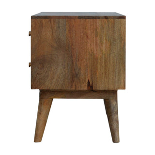 Cube-Carved TV Stand - 2-Drawer & 2-Shelf Mango Wood