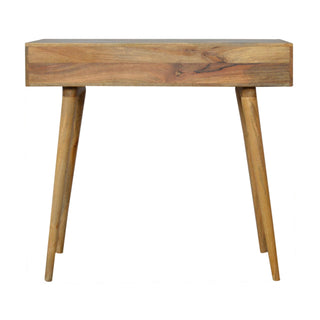 Mango Wood Cube Carved Desk in Oak Finish