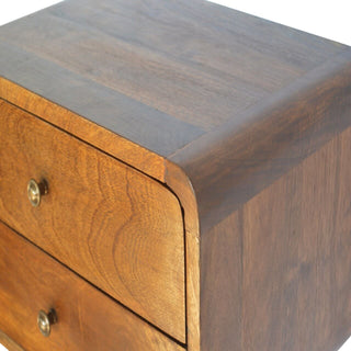 Wide Floating Bedside Table with 2 Drawers, Chestnut Finish