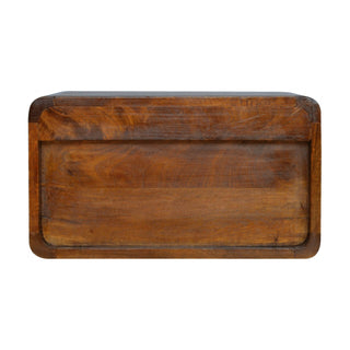 Wide Floating Bedside Table with 2 Drawers, Chestnut Finish