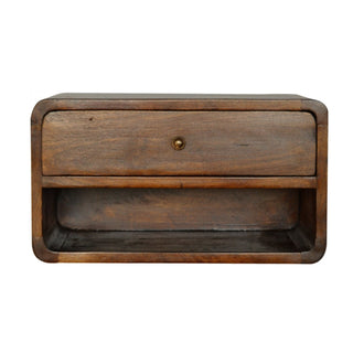 1 Drawer 1 Shelf Floating Bedside Table, Chestnut Finish