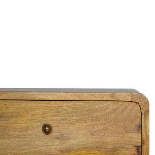 Mango Wood Wide Floating Bedside Table with 2 Drawers, Oak Finish