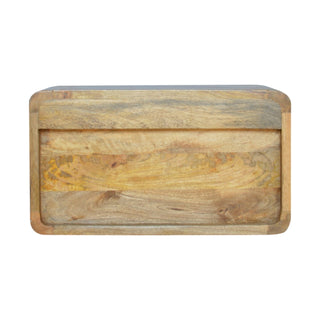 Mango Wood Wide Floating Bedside Table with 2 Drawers, Oak Finish