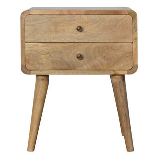 2-Drawer Mango Wood Bedside Table with Oak Finish