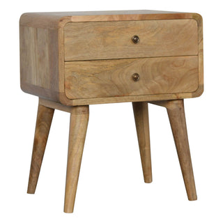 2-Drawer Mango Wood Bedside Table with Oak Finish