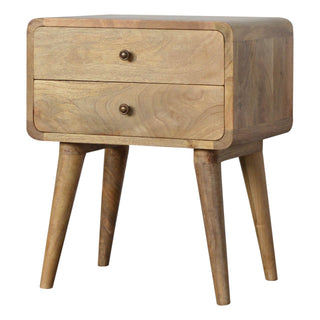 2-Drawer Mango Wood Bedside Table with Oak Finish
