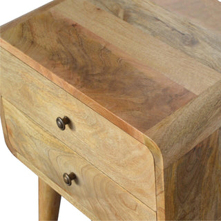 2-Drawer Mango Wood Bedside Table with Oak Finish