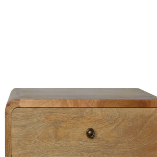 2-Drawer Mango Wood Bedside Table with Oak Finish